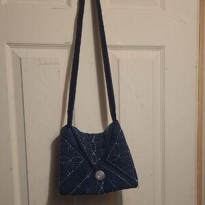 Navy Quilted Shoulder Bag